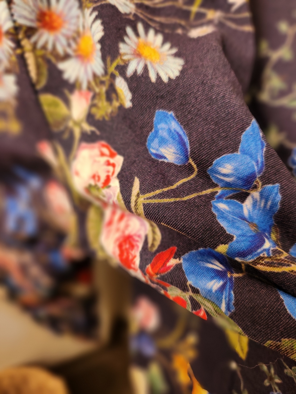 Johnny Was Floral Print Women’s Track Pants - Navy - Picture 4 of 4